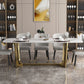Traditional Luxury Table White Stone Rectangle Dining Table for Home 55.1"L x 31.5"W x 29.5"H Without Chairs Clearhalo 'Dining Tables & Seating' 'Dining Tables' 'dining_table' 'furn' 'furn_dining_table' 'Furniture' 'Kitchen & Dining Furniture' 5845775