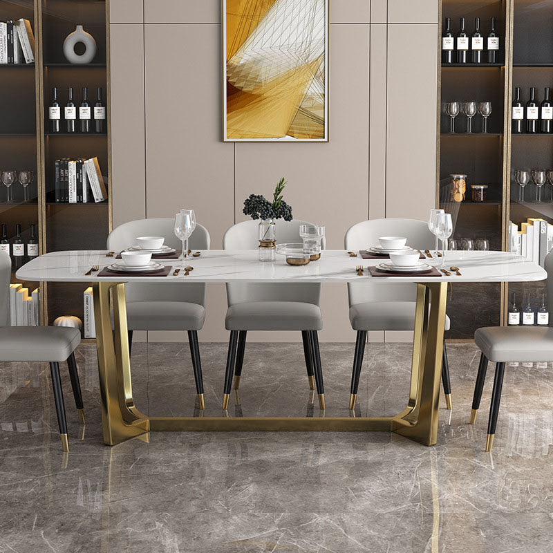 Traditional Luxury Table White Stone Rectangle Dining Table for Home 55.1"L x 31.5"W x 29.5"H Without Chairs Clearhalo 'Dining Tables & Seating' 'Dining Tables' 'dining_table' 'furn' 'furn_dining_table' 'Furniture' 'Kitchen & Dining Furniture' 5845775