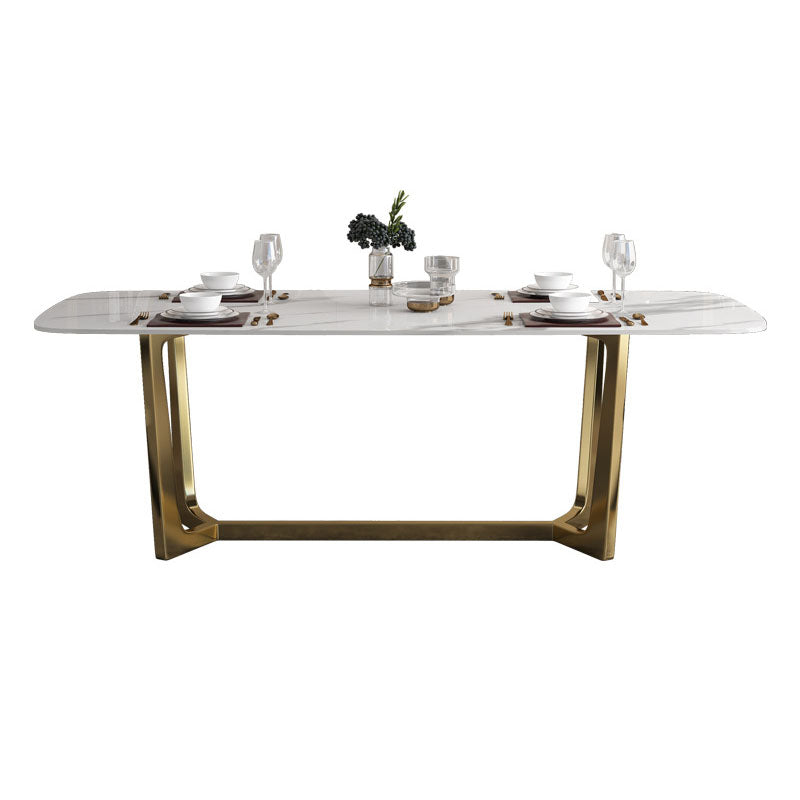 Traditional Luxury Table White Stone Rectangle Dining Table for Home Without Chairs Clearhalo 'Dining Tables & Seating' 'Dining Tables' 'dining_table' 'furn' 'furn_dining_table' 'Furniture' 'Kitchen & Dining Furniture' 5845777