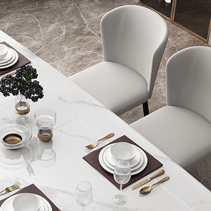 Traditional Luxury Table White Stone Rectangle Dining Table for Home Clearhalo 'Dining Tables & Seating' 'Dining Tables' 'dining_table' 'furn' 'furn_dining_table' 'Furniture' 'Kitchen & Dining Furniture' 5845781