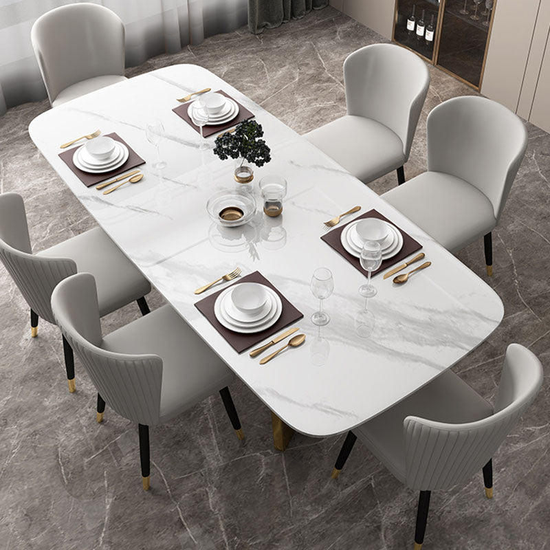 Traditional Luxury Table White Stone Rectangle Dining Table for Home Clearhalo 'Dining Tables & Seating' 'Dining Tables' 'dining_table' 'furn' 'furn_dining_table' 'Furniture' 'Kitchen & Dining Furniture' 5845783