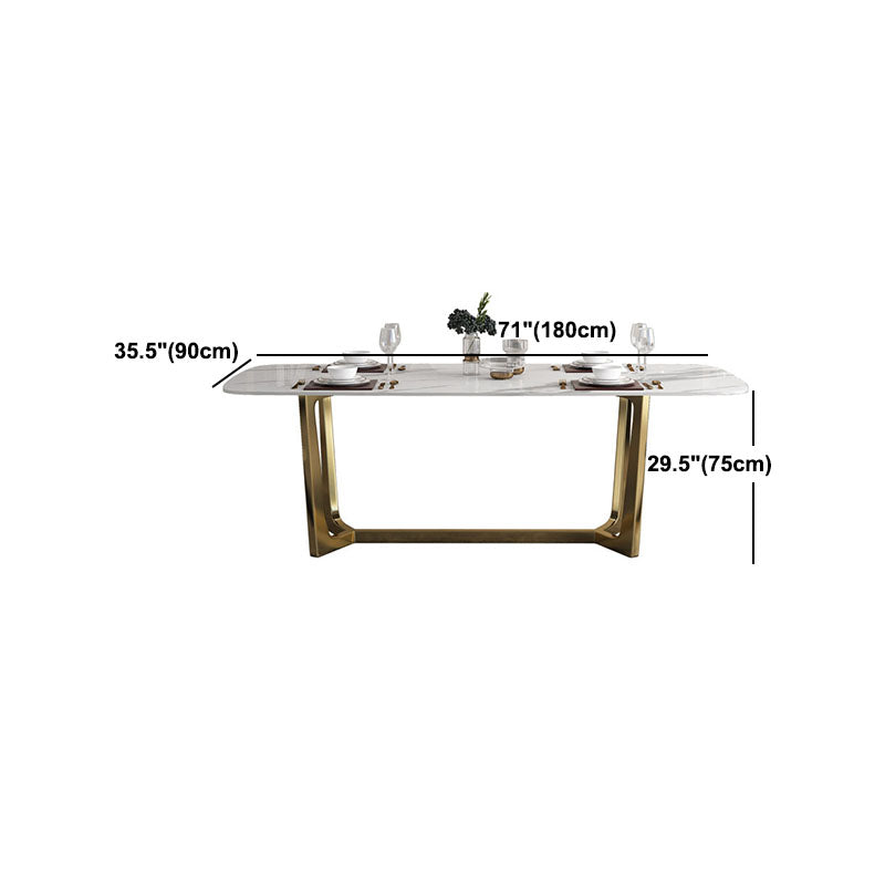 Traditional Luxury Table White Stone Rectangle Dining Table for Home Clearhalo 'Dining Tables & Seating' 'Dining Tables' 'dining_table' 'furn' 'furn_dining_table' 'Furniture' 'Kitchen & Dining Furniture' 5845784