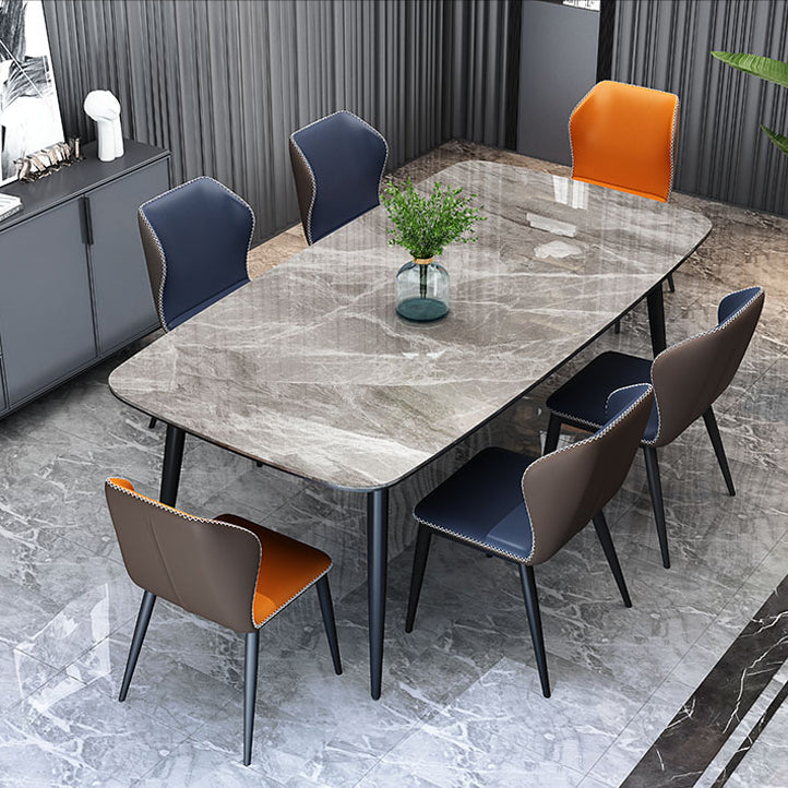 Stone and Steel Dining Table Industrial Grey Dinner Room Kitchen Table
