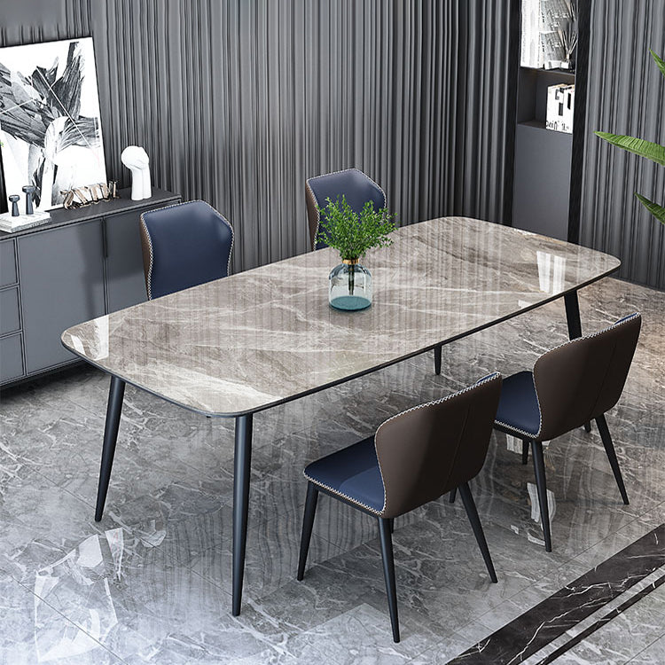 Stone and Steel Dining Table Industrial Grey Dinner Room Kitchen Table