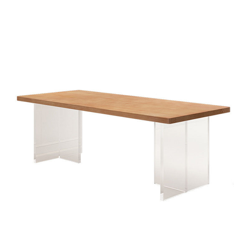 Acrylic Contemporary Rectangular Dining Table Pine Wood Top Table for Dining Room Without Chairs Clearhalo 'Dining Tables & Seating' 'Dining Tables' 'dining_table' 'furn' 'furn_dining_table' 'Furniture' 'Kitchen & Dining Furniture' 5845810