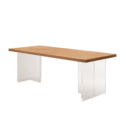 Acrylic Contemporary Rectangular Dining Table Pine Wood Top Table for Dining Room Without Chairs Clearhalo 'Dining Tables & Seating' 'Dining Tables' 'dining_table' 'furn' 'furn_dining_table' 'Furniture' 'Kitchen & Dining Furniture' 5845810