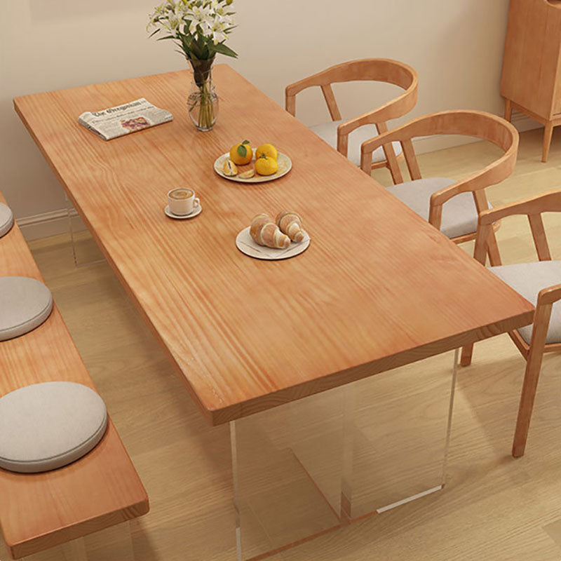 Acrylic Contemporary Rectangular Dining Table Pine Wood Top Table for Dining Room Clearhalo 'Dining Tables & Seating' 'Dining Tables' 'dining_table' 'furn' 'furn_dining_table' 'Furniture' 'Kitchen & Dining Furniture' 5845815
