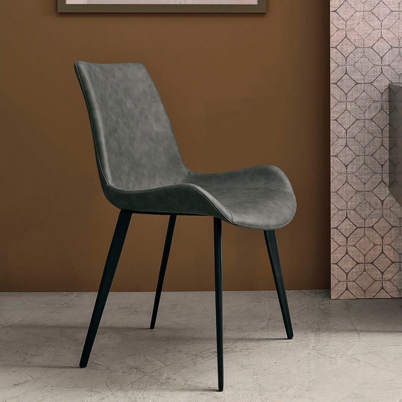 Leather Dining Chairs Industrial Design Solid Back Arm Side Chairs for Kitchen Grey 1 Piece Clearhalo 'Dining Chairs' 'Dining Tables & Seating' 'dining_chair' 'furn' 'furn_dining_chair' 'Furniture' 'Kitchen & Dining Furniture' 5845825