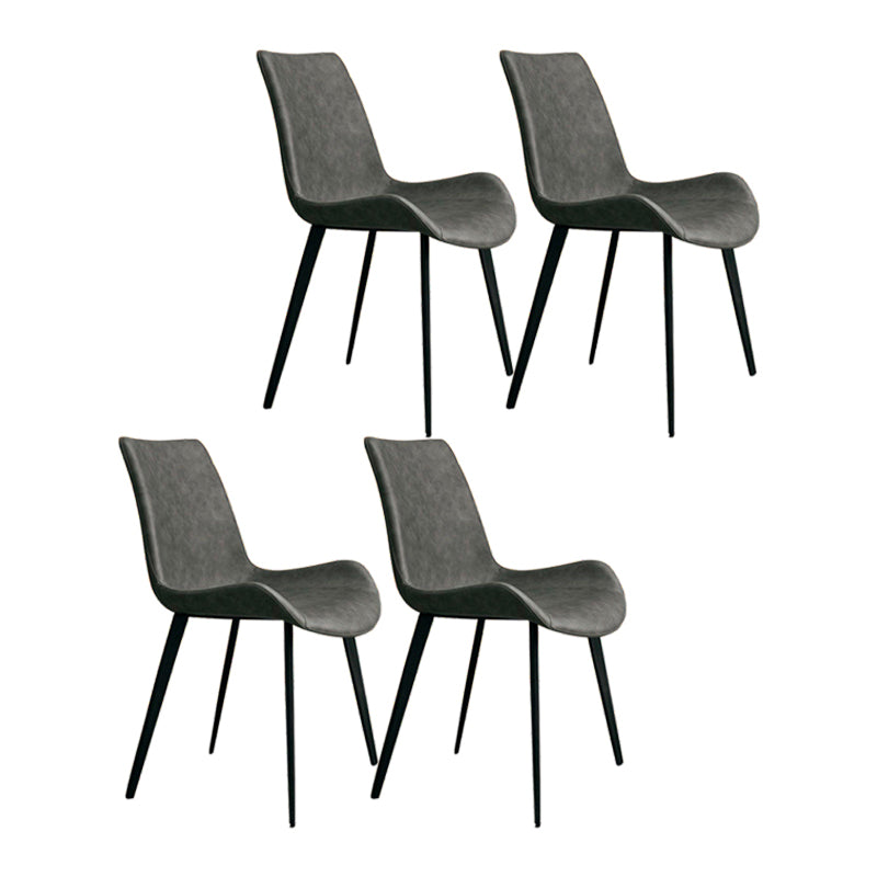 Leather Dining Chairs Industrial Design Solid Back Arm Side Chairs for Kitchen Grey 4 Piece Set Clearhalo 'Dining Chairs' 'Dining Tables & Seating' 'dining_chair' 'furn' 'furn_dining_chair' 'Furniture' 'Kitchen & Dining Furniture' 5845828