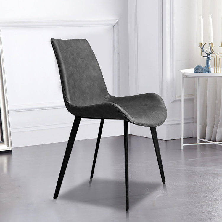 Leather Dining Chairs Industrial Design Solid Back Arm Side Chairs for Kitchen Clearhalo 'Dining Chairs' 'Dining Tables & Seating' 'dining_chair' 'furn' 'furn_dining_chair' 'Furniture' 'Kitchen & Dining Furniture' 5845829