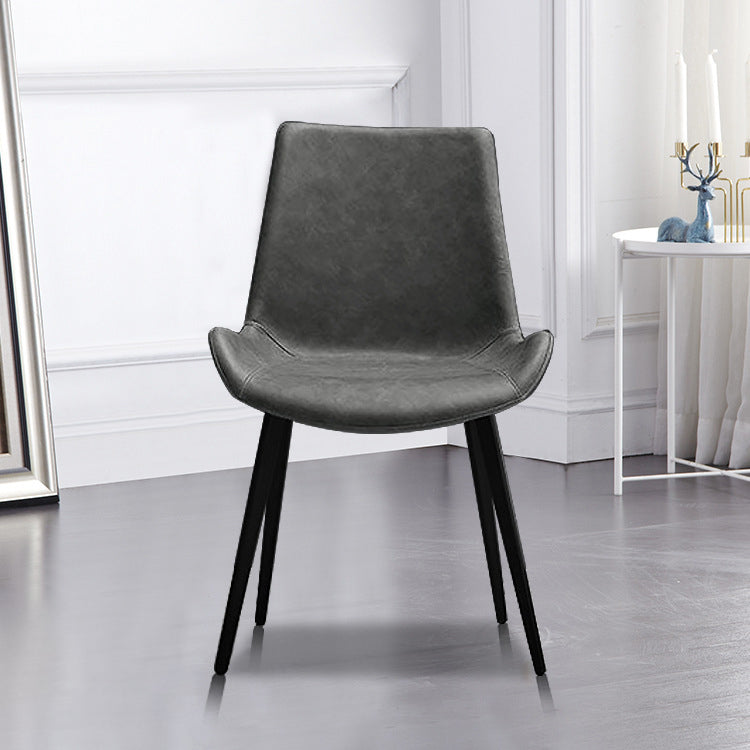 Leather Dining Chairs Industrial Design Solid Back Arm Side Chairs for Kitchen Clearhalo 'Dining Chairs' 'Dining Tables & Seating' 'dining_chair' 'furn' 'furn_dining_chair' 'Furniture' 'Kitchen & Dining Furniture' 5845830