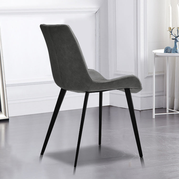 Leather Dining Chairs Industrial Design Solid Back Arm Side Chairs for Kitchen Clearhalo 'Dining Chairs' 'Dining Tables & Seating' 'dining_chair' 'furn' 'furn_dining_chair' 'Furniture' 'Kitchen & Dining Furniture' 5845838