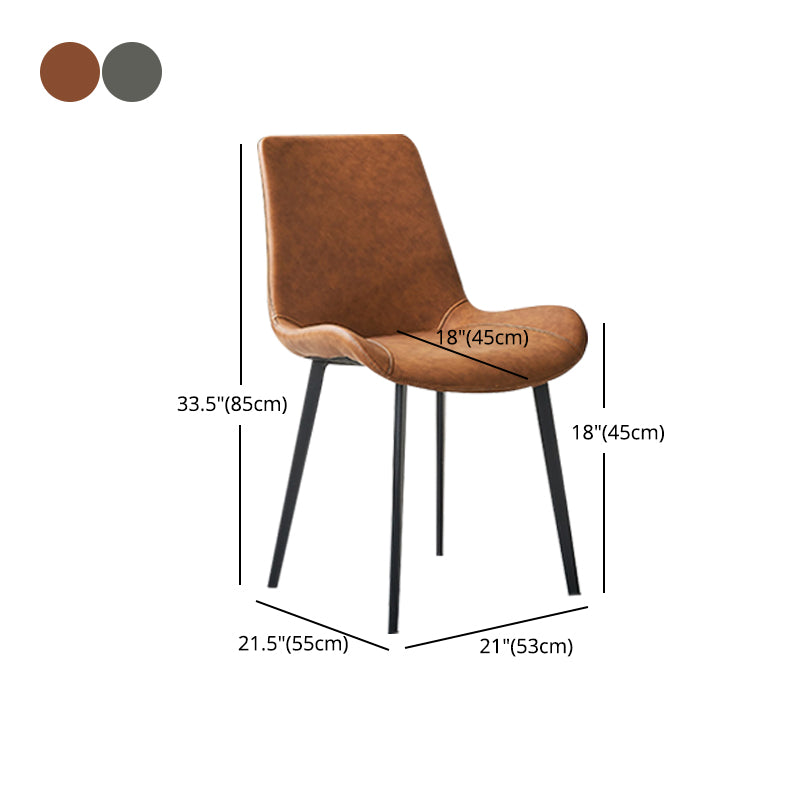 Leather Dining Chairs Industrial Design Solid Back Arm Side Chairs for Kitchen Clearhalo 'Dining Chairs' 'Dining Tables & Seating' 'dining_chair' 'furn' 'furn_dining_chair' 'Furniture' 'Kitchen & Dining Furniture' 5845840