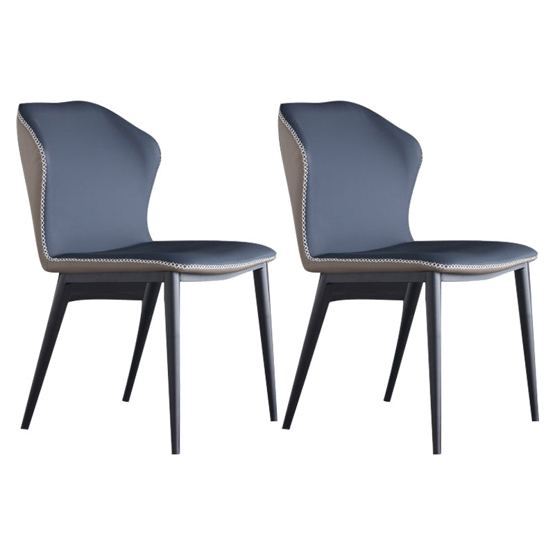 Metal Indoor Upholstered Dining Chair Metallic Finish Wingback Side Chair