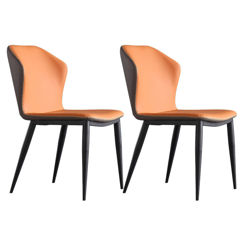 Metal Indoor Upholstered Dining Chair Metallic Finish Wingback Side Chair