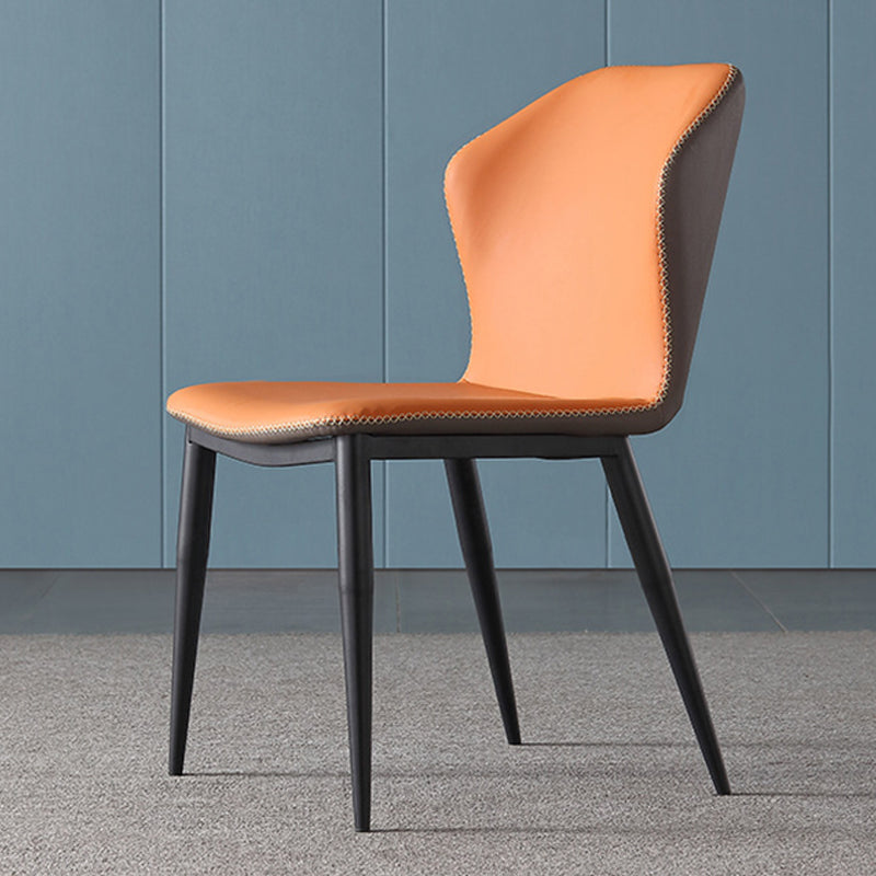 Metal Indoor Upholstered Dining Chair Metallic Finish Wingback Side Chair