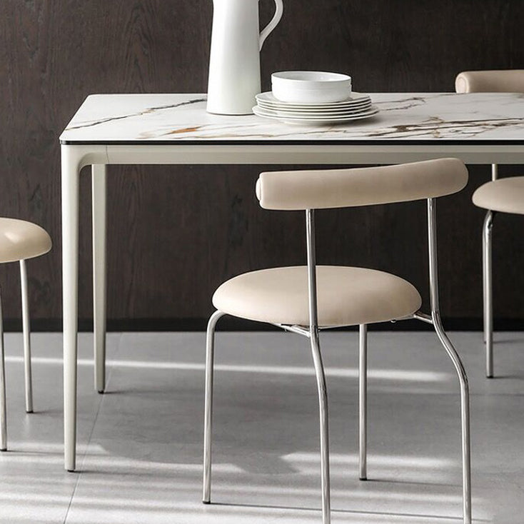 Modern Armless Dining Chairs Stackable Low Back Dining Chair Beige 1 Piece Clearhalo 'Dining Chairs' 'Dining Tables & Seating' 'dining_chair' 'furn' 'furn_dining_chair' 'Furniture' 'Kitchen & Dining Furniture' 5845952