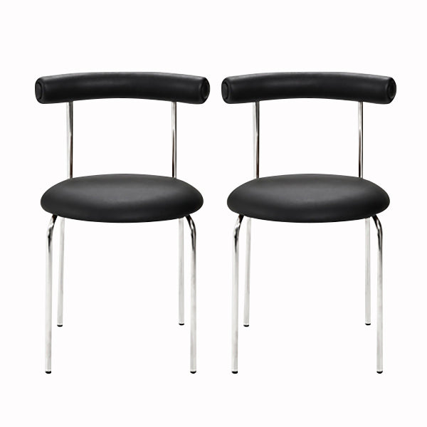 Modern Armless Dining Chairs Stackable Low Back Dining Chair Black 2 Piece Set Clearhalo 'Dining Chairs' 'Dining Tables & Seating' 'dining_chair' 'furn' 'furn_dining_chair' 'Furniture' 'Kitchen & Dining Furniture' 5845954