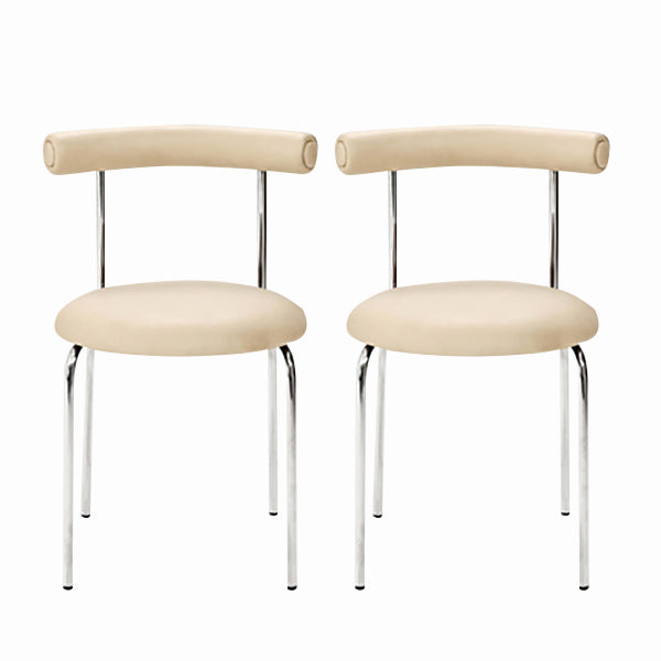 Modern Armless Dining Chairs Stackable Low Back Dining Chair Beige 2 Piece Set Clearhalo 'Dining Chairs' 'Dining Tables & Seating' 'dining_chair' 'furn' 'furn_dining_chair' 'Furniture' 'Kitchen & Dining Furniture' 5845963