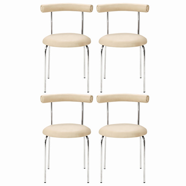 Modern Armless Dining Chairs Stackable Low Back Dining Chair Beige 4 Piece Set Clearhalo 'Dining Chairs' 'Dining Tables & Seating' 'dining_chair' 'furn' 'furn_dining_chair' 'Furniture' 'Kitchen & Dining Furniture' 5845965