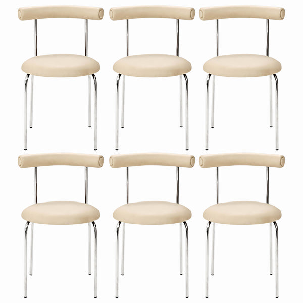 Modern Armless Dining Chairs Stackable Low Back Dining Chair Beige 6 Piece Set Clearhalo 'Dining Chairs' 'Dining Tables & Seating' 'dining_chair' 'furn' 'furn_dining_chair' 'Furniture' 'Kitchen & Dining Furniture' 5845967