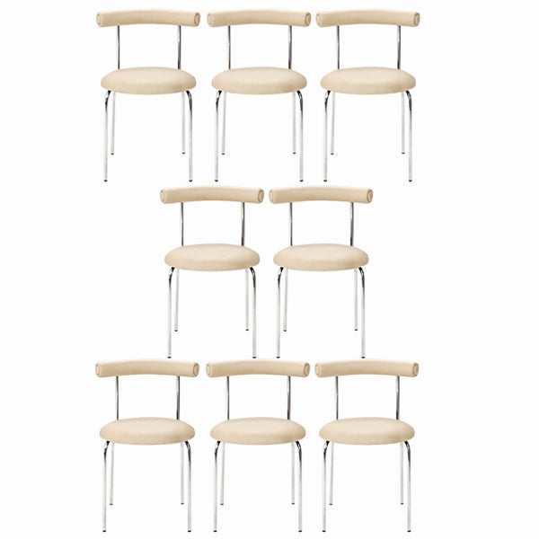 Modern Armless Dining Chairs Stackable Low Back Dining Chair Beige 8 Piece Set Clearhalo 'Dining Chairs' 'Dining Tables & Seating' 'dining_chair' 'furn' 'furn_dining_chair' 'Furniture' 'Kitchen & Dining Furniture' 5845969
