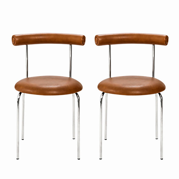 Modern Armless Dining Chairs Stackable Low Back Dining Chair Coffee 2 Piece Set Clearhalo 'Dining Chairs' 'Dining Tables & Seating' 'dining_chair' 'furn' 'furn_dining_chair' 'Furniture' 'Kitchen & Dining Furniture' 5845972
