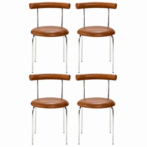 Modern Armless Dining Chairs Stackable Low Back Dining Chair Coffee 4 Piece Set Clearhalo 'Dining Chairs' 'Dining Tables & Seating' 'dining_chair' 'furn' 'furn_dining_chair' 'Furniture' 'Kitchen & Dining Furniture' 5845973