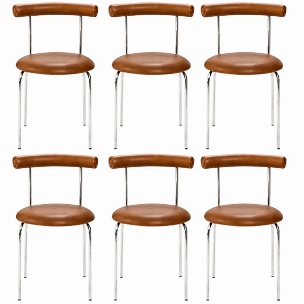 Modern Armless Dining Chairs Stackable Low Back Dining Chair Coffee 6 Piece Set Clearhalo 'Dining Chairs' 'Dining Tables & Seating' 'dining_chair' 'furn' 'furn_dining_chair' 'Furniture' 'Kitchen & Dining Furniture' 5845974