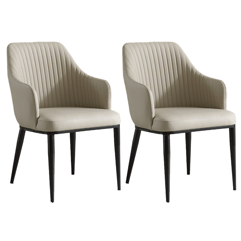 Eigentijdse arm eetstoelen faux lederen Parsons eetkamerstoel