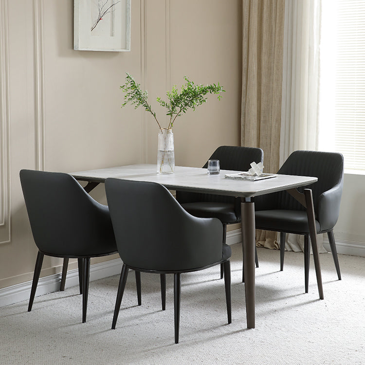 Eigentijdse arm eetstoelen faux lederen Parsons eetkamerstoel