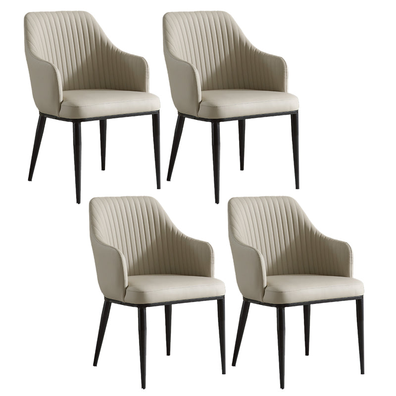 Eigentijdse arm eetstoelen faux lederen Parsons eetkamerstoel