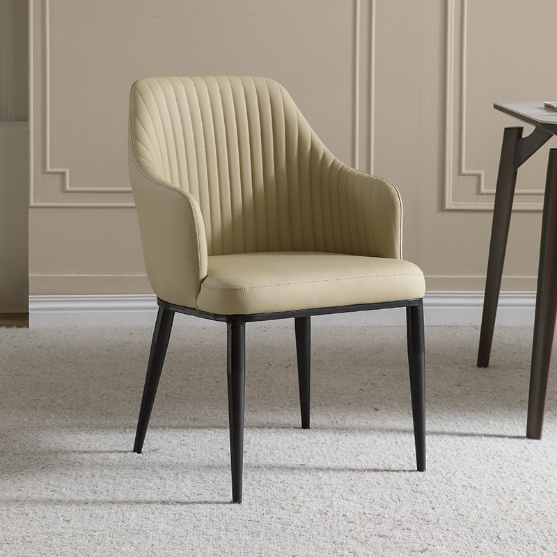 Eigentijdse arm eetstoelen faux lederen Parsons eetkamerstoel