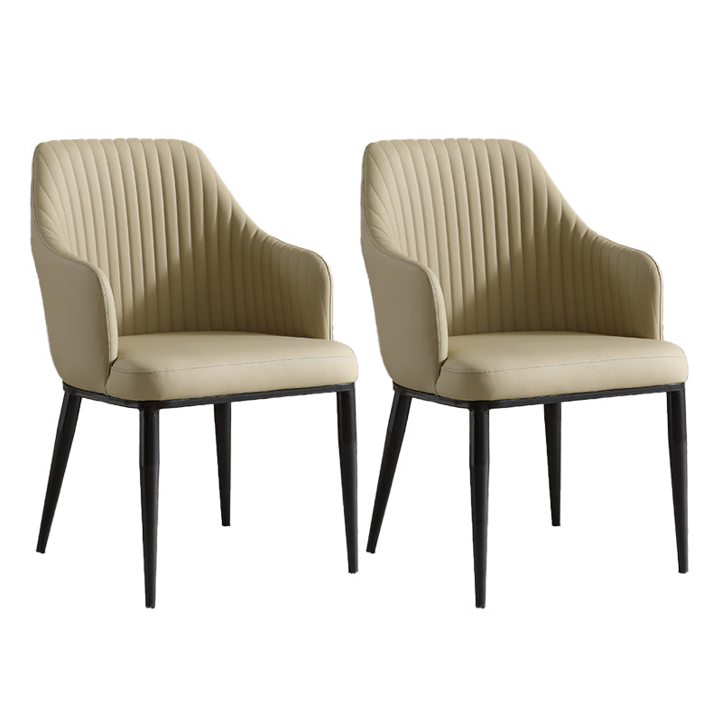 Eigentijdse arm eetstoelen faux lederen Parsons eetkamerstoel