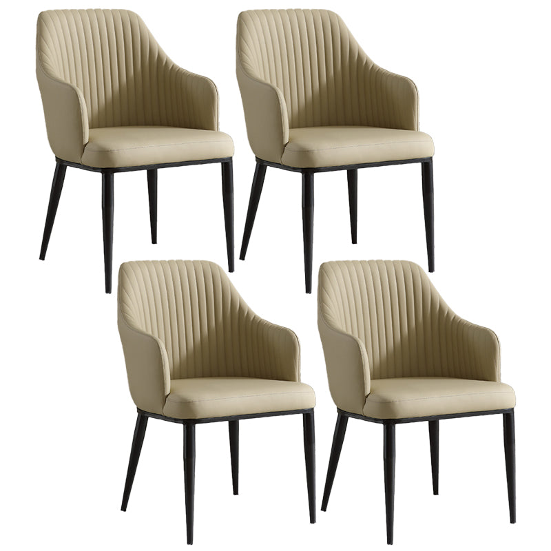 Eigentijdse arm eetstoelen faux lederen Parsons eetkamerstoel