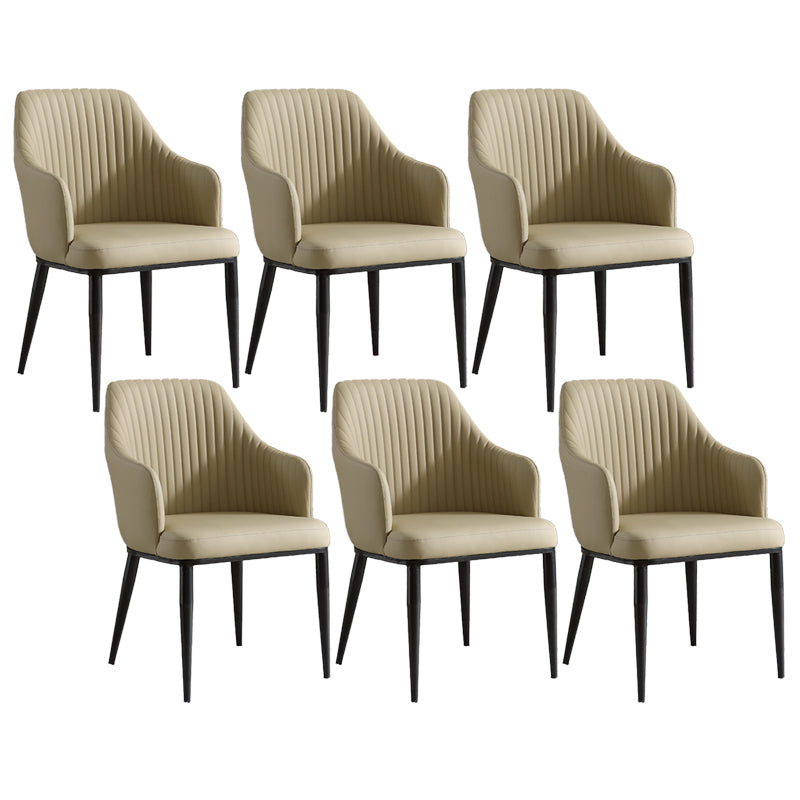 Eigentijdse arm eetstoelen faux lederen Parsons eetkamerstoel