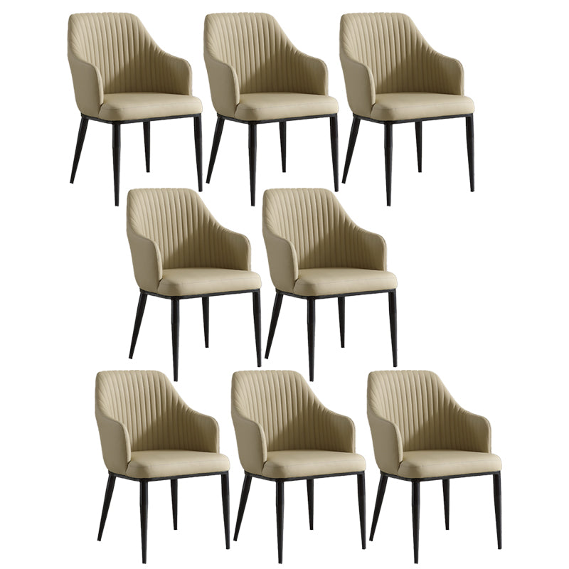 Eigentijdse arm eetstoelen faux lederen Parsons eetkamerstoel