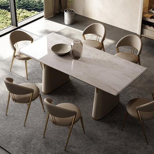 Glam Style Armless Dining Chairs Faux Leather Open Back Dining Side Chair