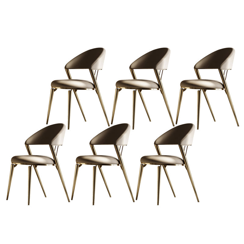 Glam -stijl armloze eetkamerstoelen faux lederen open achterkant eetstoelstoel