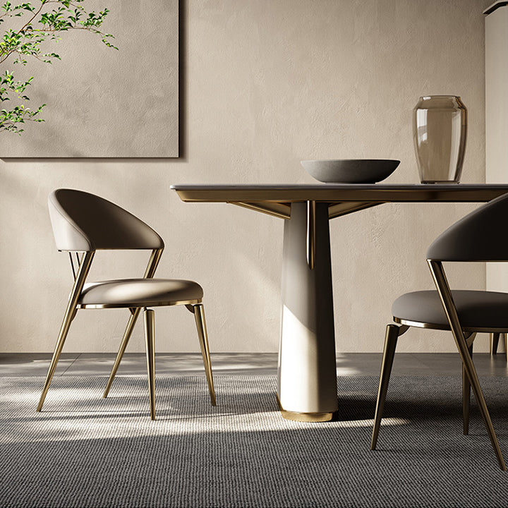 Glam -stijl armloze eetkamerstoelen faux lederen open achterkant eetstoelstoel