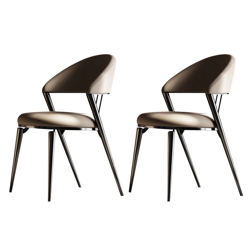 Glam -stijl armloze eetkamerstoelen faux lederen open achterkant eetstoelstoel