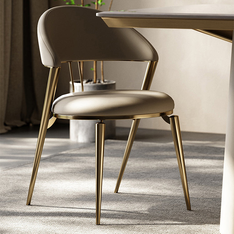 Glam -stijl armloze eetkamerstoelen faux lederen open achterkant eetstoelstoel