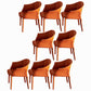 Faux Leather Dining Arm Chair Contemporary Dining and Accent Chairs Orange Red 8 Piece Set Clearhalo 'Dining Chairs' 'Dining Tables & Seating' 'dining_chair' 'furn' 'furn_dining_chair' 'Furniture' 'Kitchen & Dining Furniture' 5846080