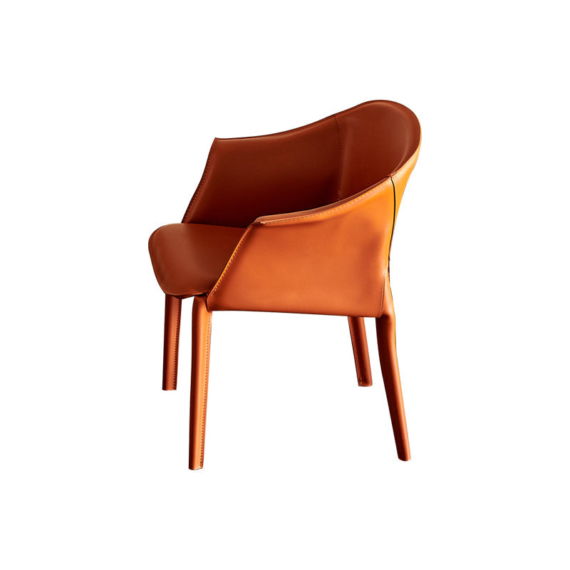 Faux Leather Dining Arm Chair Contemporary Dining and Accent Chairs Orange Red 1 Piece Clearhalo 'Dining Chairs' 'Dining Tables & Seating' 'dining_chair' 'furn' 'furn_dining_chair' 'Furniture' 'Kitchen & Dining Furniture' 5846082