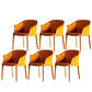 Faux Leather Dining Arm Chair Contemporary Dining and Accent Chairs Orange Yellow 6 Piece Set Clearhalo 'Dining Chairs' 'Dining Tables & Seating' 'dining_chair' 'furn' 'furn_dining_chair' 'Furniture' 'Kitchen & Dining Furniture' 5846088