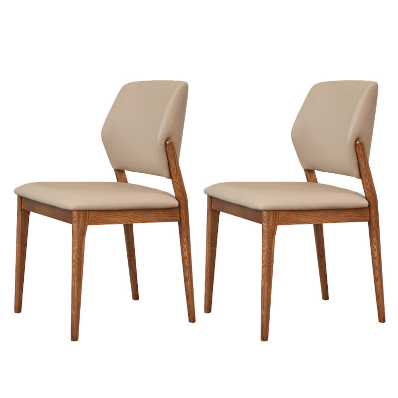 Ash Wood Legs Side Chair Modern Armless Dining Chairs with Upholstered