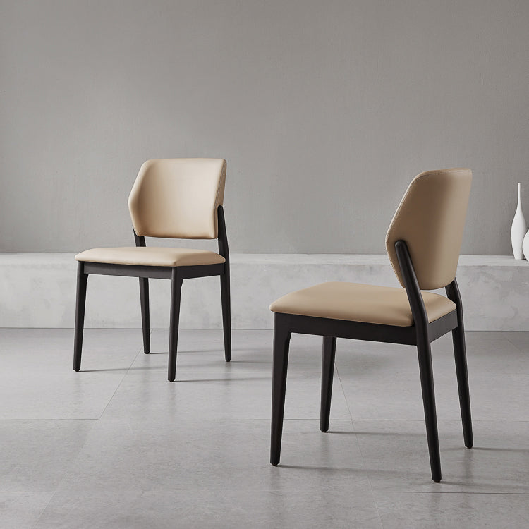 Ash Wood Legs Side Chair Modern Armless Dining Chairs with Upholstered