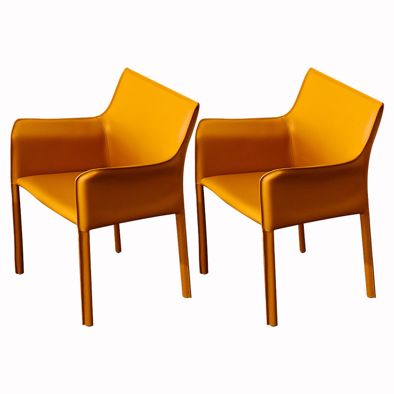Silla de comedor de brazo moderno de cuero de cuero de la espalda baja de la espalda lateral