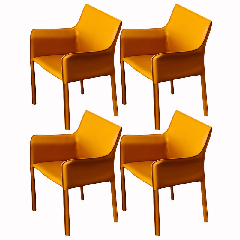 Silla de comedor de brazo moderno de cuero de cuero de la espalda baja de la espalda lateral