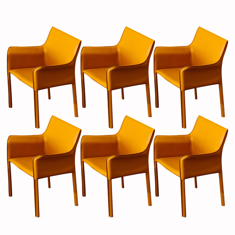 Silla de comedor de brazo moderno de cuero de cuero de la espalda baja de la espalda lateral